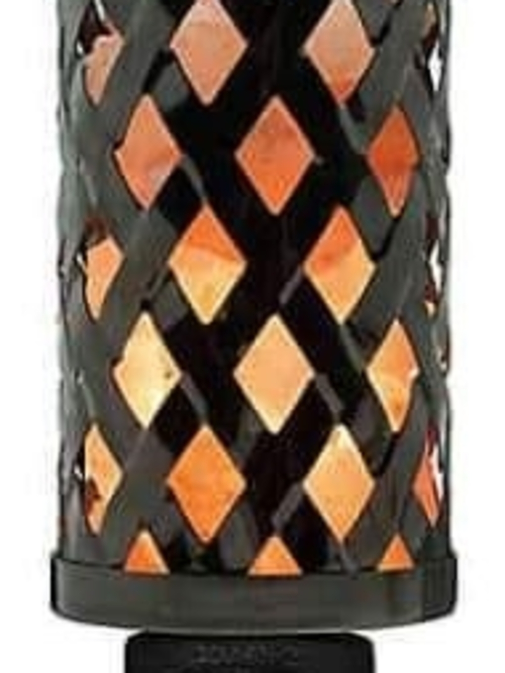 Black Lattice Orange Accent Plug-In Night Light w/Himalayan Pink Salt Pieces